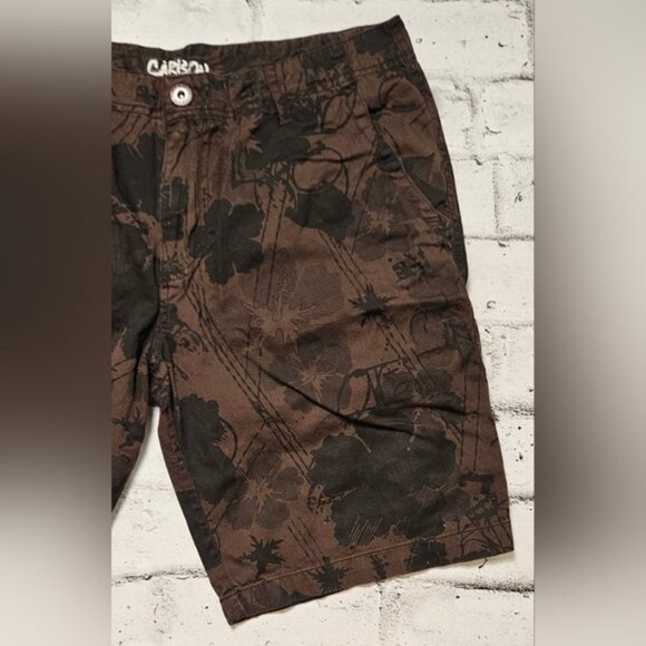 Carbon Black and Brown Floral Patterned Shorts - Picture 7 of 9